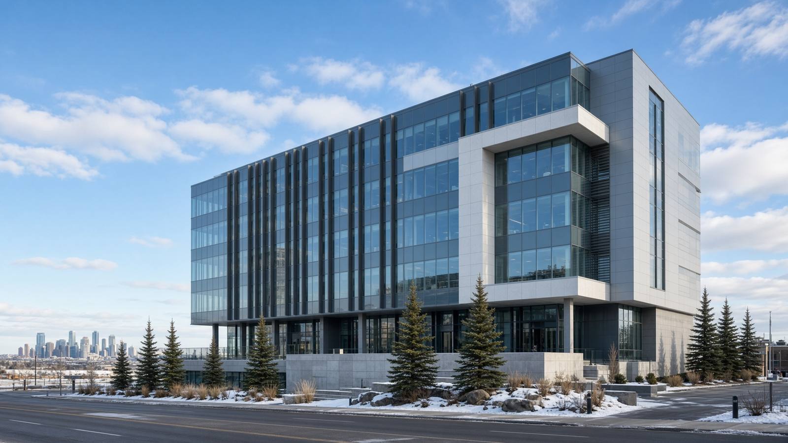 A mid-rise commercial building in Calgary